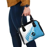 New Zealand Lawn Bowls Prostate Cancer Custom Shoulder Handbag Aotearoa Maori Silver Fern Blue Ribbon - Polynesian Pride