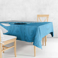 New Zealand Lawn Bowls Prostate Cancer Custom Tablecloth Aotearoa Maori Silver Fern Blue Ribbon - Polynesian Pride