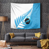 New Zealand Lawn Bowls Prostate Cancer Custom Tapestry Aotearoa Maori Silver Fern Blue Ribbon - Polynesian Pride