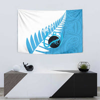 New Zealand Lawn Bowls Prostate Cancer Custom Tapestry Aotearoa Maori Silver Fern Blue Ribbon - Polynesian Pride
