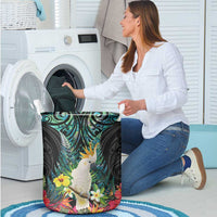 Sulphur-crested Cockatoo New Zealand Laundry Basket Paua Shell Aotearoa Maori Tropical Flowers - Polynesian Pride