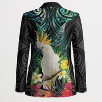 Sulphur-crested Cockatoo New Zealand Blazer Paua Shell Aotearoa Maori Tropical Flowers - Polynesian Pride