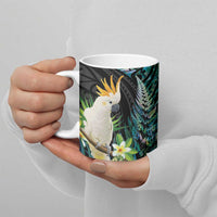 Sulphur-crested Cockatoo New Zealand Ceramic Mug Paua Shell Aotearoa Maori Tropical Flowers - Polynesian Pride