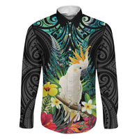 Sulphur-crested Cockatoo New Zealand Family Matching Summer Maxi Dress and Hawaiian Shirt Paua Shell Aotearoa Maori Tropical Flowers - Polynesian Pride