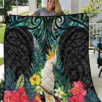 Sulphur-crested Cockatoo New Zealand Quilt Paua Shell Aotearoa Maori Tropical Flowers - Polynesian Pride