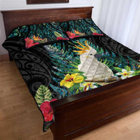 Sulphur-crested Cockatoo New Zealand Quilt Bed Set Paua Shell Aotearoa Maori Tropical Flowers - Polynesian Pride