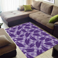 Purple Hawaii Kalo Palaka Motifs Area Rug Hawaiian Taro Leaves Elegant Vibes - Polynesian Pride
