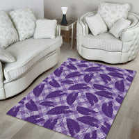 Purple Hawaii Kalo Palaka Motifs Area Rug Hawaiian Taro Leaves Elegant Vibes - Polynesian Pride