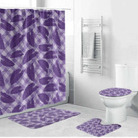 Purple Hawaii Kalo Palaka Motifs Bathroom Set Hawaiian Taro Leaves Elegant Vibes - Polynesian Pride