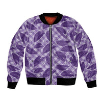 Purple Hawaii Kalo Palaka Motifs Bomber Jacket Hawaiian Taro Leaves Elegant Vibes - Polynesian Pride