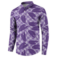 Purple Hawaii Kalo Palaka Motifs Button Sweatshirt Hawaiian Taro Leaves Elegant Vibes - Polynesian Pride