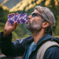 Purple Hawaii Kalo Palaka Motifs 4 in 1 Can Cooler Tumbler Hawaiian Taro Leaves Elegant Vibes - Polynesian Pride