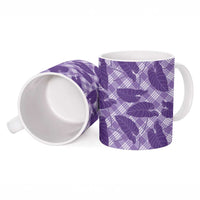 Purple Hawaii Kalo Palaka Motifs Ceramic Mug Hawaiian Taro Leaves Elegant Vibes - Polynesian Pride