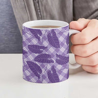 Purple Hawaii Kalo Palaka Motifs Ceramic Mug Hawaiian Taro Leaves Elegant Vibes - Polynesian Pride