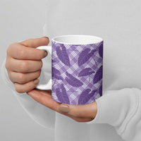 Purple Hawaii Kalo Palaka Motifs Ceramic Mug Hawaiian Taro Leaves Elegant Vibes - Polynesian Pride