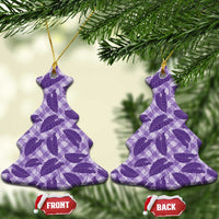 Purple Hawaii Kalo Palaka Motifs Ceramic Ornament Hawaiian Taro Leaves Elegant Vibes - Polynesian Pride