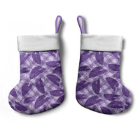 Purple Hawaii Kalo Palaka Motifs Christmas Stocking Hawaiian Taro Leaves Elegant Vibes - Polynesian Pride