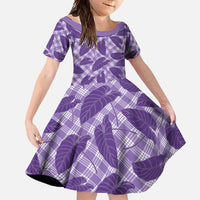 Purple Hawaii Kalo Palaka Motifs Family Matching Mermaid Dress and Hawaiian Shirt Hawaiian Taro Leaves Elegant Vibes - Polynesian Pride