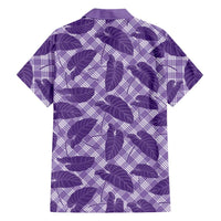 Purple Hawaii Kalo Palaka Motifs Family Matching Off The Shoulder Long Sleeve Dress and Hawaiian Shirt Hawaiian Taro Leaves Elegant Vibes - Polynesian Pride