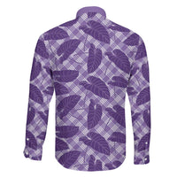 Purple Hawaii Kalo Palaka Motifs Family Matching Off Shoulder Maxi Dress and Hawaiian Shirt Hawaiian Taro Leaves Elegant Vibes - Polynesian Pride
