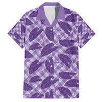 Purple Hawaii Kalo Palaka Motifs Family Matching Off Shoulder Short Dress and Hawaiian Shirt Hawaiian Taro Leaves Elegant Vibes - Polynesian Pride