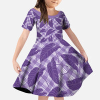 Purple Hawaii Kalo Palaka Motifs Family Matching Puletasi and Hawaiian Shirt Hawaiian Taro Leaves Elegant Vibes - Polynesian Pride