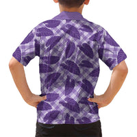 Purple Hawaii Kalo Palaka Motifs Family Matching Short Sleeve Bodycon Dress and Hawaiian Shirt Hawaiian Taro Leaves Elegant Vibes - Polynesian Pride