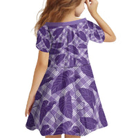 Purple Hawaii Kalo Palaka Motifs Family Matching Short Sleeve Bodycon Dress and Hawaiian Shirt Hawaiian Taro Leaves Elegant Vibes - Polynesian Pride