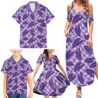 Purple Hawaii Kalo Palaka Motifs Family Matching Summer Maxi Dress and Hawaiian Shirt Hawaiian Taro Leaves Elegant Vibes - Polynesian Pride