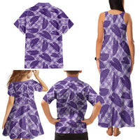 Purple Hawaii Kalo Palaka Motifs Family Matching Tank Maxi Dress and Hawaiian Shirt Hawaiian Taro Leaves Elegant Vibes - Polynesian Pride