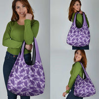 Purple Hawaii Kalo Palaka Motifs Grocery Bag Hawaiian Taro Leaves Elegant Vibes - Polynesian Pride