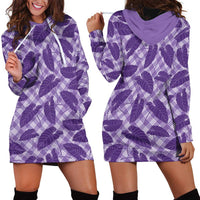 Purple Hawaii Kalo Palaka Motifs Hoodie Dress Hawaiian Taro Leaves Elegant Vibes - Polynesian Pride