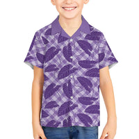 Purple Hawaii Kalo Palaka Motifs Kid Hawaiian Shirt Hawaiian Taro Leaves Elegant Vibes - Polynesian Pride