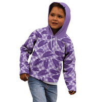 Purple Hawaii Kalo Palaka Motifs Kid Hoodie Hawaiian Taro Leaves Elegant Vibes - Polynesian Pride
