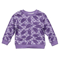 Purple Hawaii Kalo Palaka Motifs Kid Ugly Christmas Sweater Hawaiian Taro Leaves Elegant Vibes - Polynesian Pride