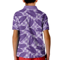 Purple Hawaii Kalo Palaka Motifs Kid Polo Shirt Hawaiian Taro Leaves Elegant Vibes - Polynesian Pride