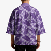 Purple Hawaii Kalo Palaka Motifs Kimono Hawaiian Taro Leaves Elegant Vibes - Polynesian Pride