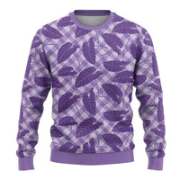 Purple Hawaii Kalo Palaka Motifs Ugly Christmas Sweater Hawaiian Taro Leaves Elegant Vibes - Polynesian Pride
