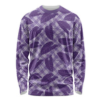 Purple Hawaii Kalo Palaka Motifs Long Sleeve Shirt Hawaiian Taro Leaves Elegant Vibes - Polynesian Pride
