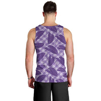 Purple Hawaii Kalo Palaka Motifs Men Tank Top Hawaiian Taro Leaves Elegant Vibes - Polynesian Pride