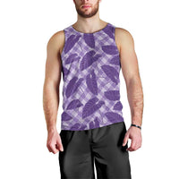 Purple Hawaii Kalo Palaka Motifs Men Tank Top Hawaiian Taro Leaves Elegant Vibes - Polynesian Pride