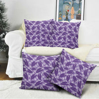 Purple Hawaii Kalo Palaka Motifs Pillow Cover Hawaiian Taro Leaves Elegant Vibes - Polynesian Pride