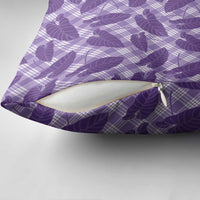 Purple Hawaii Kalo Palaka Motifs Pillow Cover Hawaiian Taro Leaves Elegant Vibes - Polynesian Pride