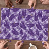 Purple Hawaii Kalo Palaka Motifs Puzzle Hawaiian Taro Leaves Elegant Vibes - Polynesian Pride