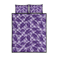 Purple Hawaii Kalo Palaka Motifs Quilt Bed Set Hawaiian Taro Leaves Elegant Vibes - Polynesian Pride