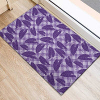 Purple Hawaii Kalo Palaka Motifs Rubber Doormat Hawaiian Taro Leaves Elegant Vibes - Polynesian Pride