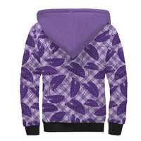 Purple Hawaii Kalo Palaka Motifs Sherpa Hoodie Hawaiian Taro Leaves Elegant Vibes - Polynesian Pride