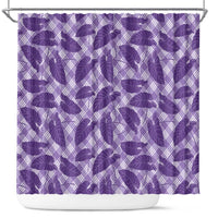 Purple Hawaii Kalo Palaka Motifs Shower Curtain Hawaiian Taro Leaves Elegant Vibes - Polynesian Pride