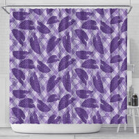 Purple Hawaii Kalo Palaka Motifs Shower Curtain Hawaiian Taro Leaves Elegant Vibes - Polynesian Pride