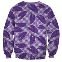 Purple Hawaii Kalo Palaka Motifs Sweatshirt Hawaiian Taro Leaves Elegant Vibes - Polynesian Pride